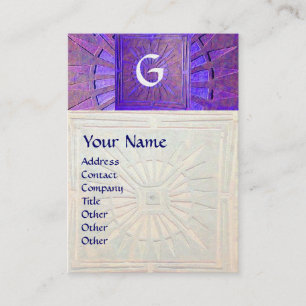 Carte De Visite ÉTOILE de MATIN, MONOGRAMME, pourpre blanc de bleu