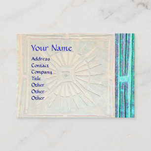 Carte De Visite ÉTOILE de MATIN, MONOGRAMME, Teal, vert bleu,