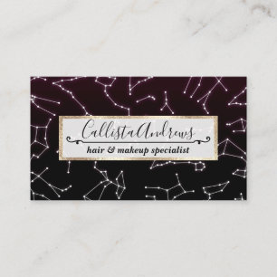 Carte De Visite Étoiles de constellation en zodiaque blanc violet 