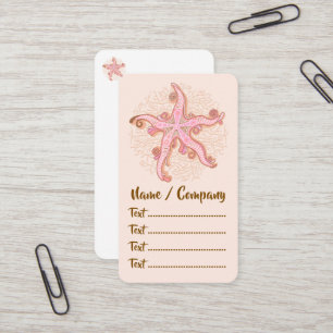 Carte De Visite Étoiles de mer et corail rose motif pastel