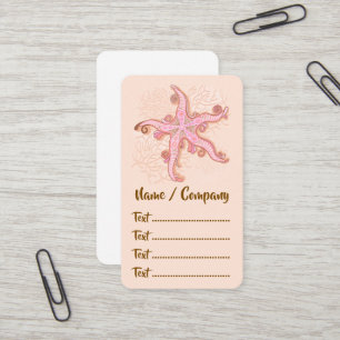 Carte De Visite Étoiles de mer et motif pastel rose corail