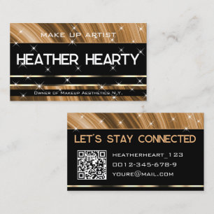 Carte De Visite Étoiles de Parties scintillant QR Code Modèle Luxe