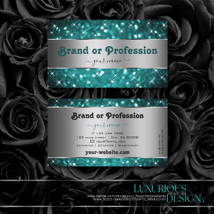 Carte De Visite Étoiles de Parties scintillant Turquoise lumineus