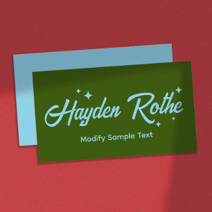 Carte De Visite Étoiles de typographie rétro vert foncé