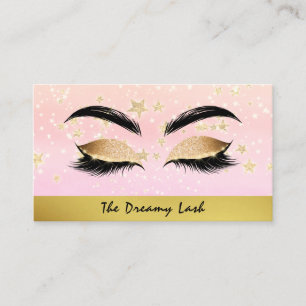 Carte De Visite *~* Étoiles d'or PINK Lashes Brows Extensions Chic
