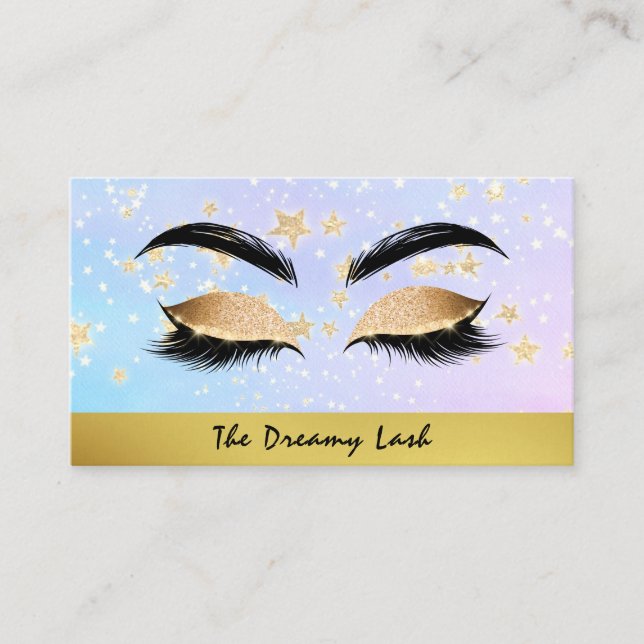 Carte De Visite *~* Étoiles d'or PINK Lashes Brows Extensions Girl (Devant)