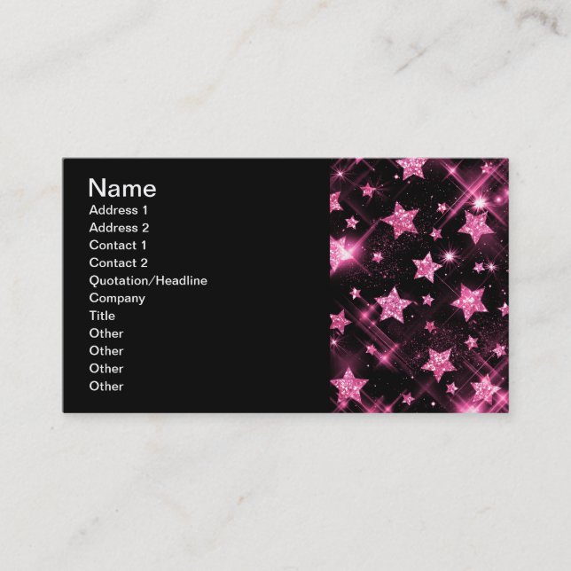 Carte De Visite Étoiles élégantes de parties scintillantes de rose (Devant)