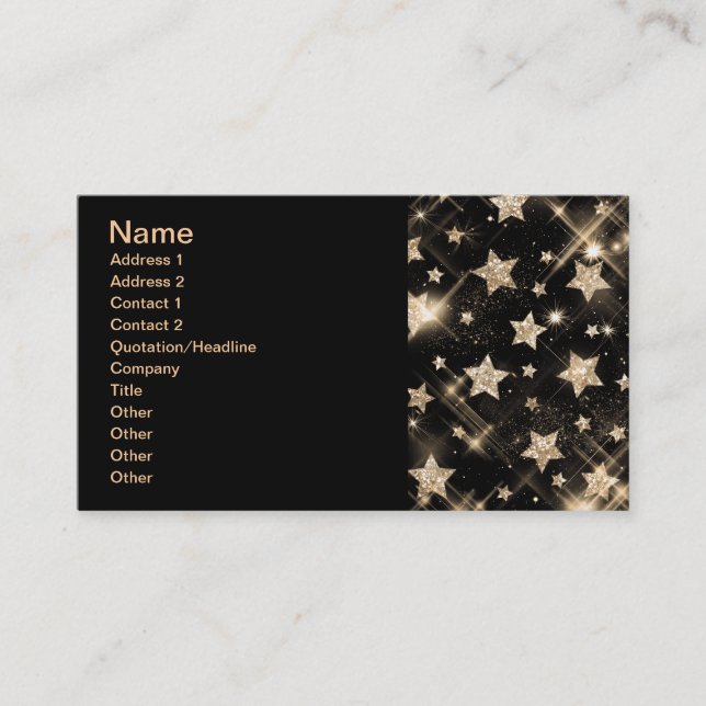 Carte De Visite Étoiles élégantes de parties scintillantes d'or (Devant)
