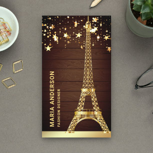 Carte De Visite Étoiles Glam Confettis Feuille d'Or Tour Eiffel Pa