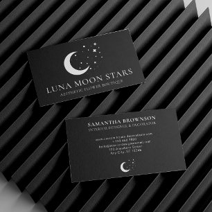 Carte De Visite Étoiles Luna Lune Noir Simple Standard