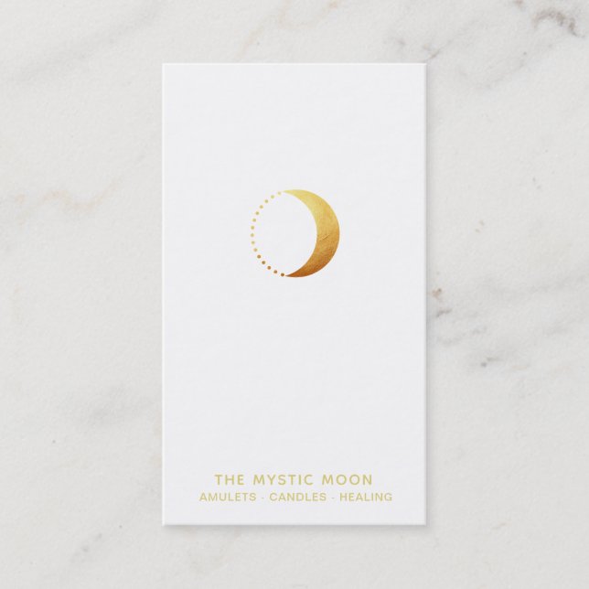 Carte De Visite *~* Etoiles Lunaires BLANCS D'Or Mystic Luna Lune (Devant)