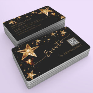 Carte De Visite Étoiles or en cristal brillant sur la planificatio