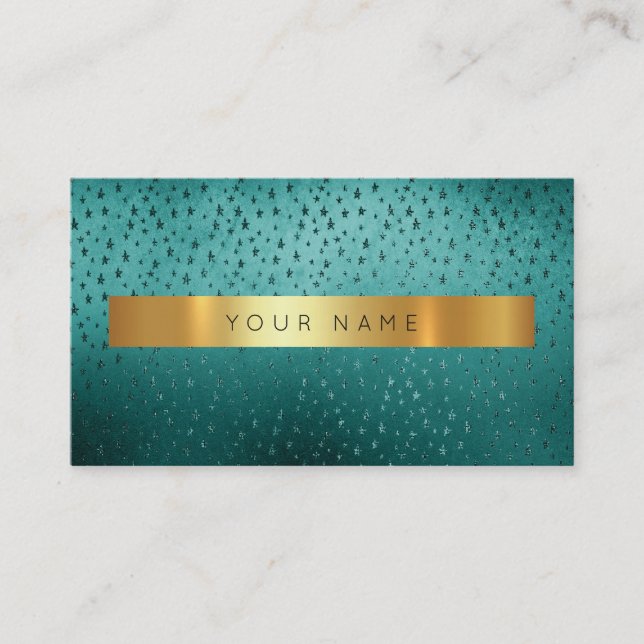 Carte De Visite Étoiles Profond Vert Golden Stripes Vip Glam (Devant)