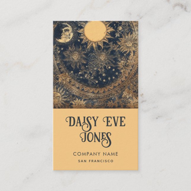 Carte De Visite Étoiles rétro Sun Moon (Devant)