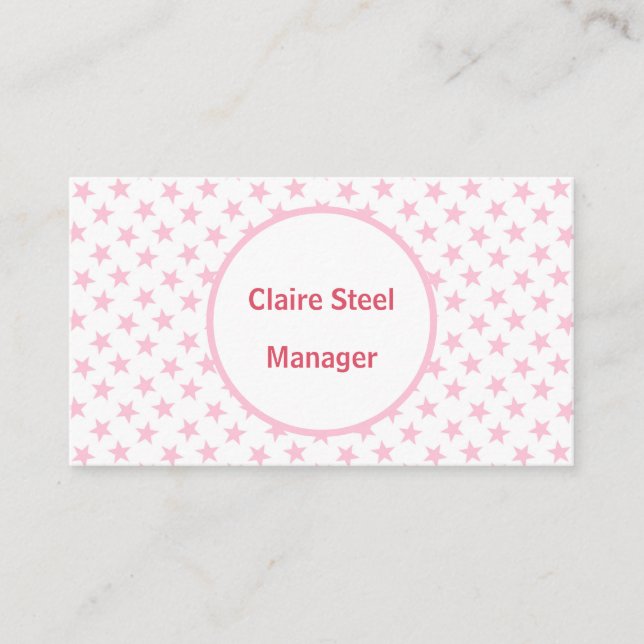 Carte De Visite Étoiles roses motif sur blanc (Devant)