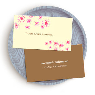 Carte De Visite Etoiles roses rétro Whimsical Jaune clair mignonne