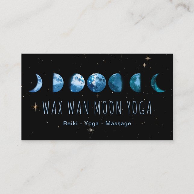 Carte De Visite *~* Étoiles Wax Wan TURQUOISE BLUE Lunaire Phases (Devant)