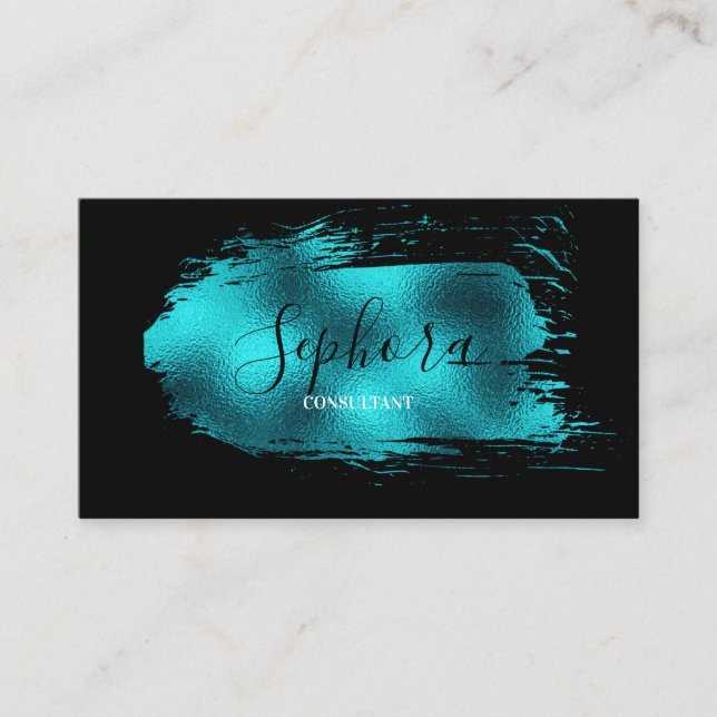 Carte De Visite Étonnante Turquoise peinture à huile métallique (Devant)