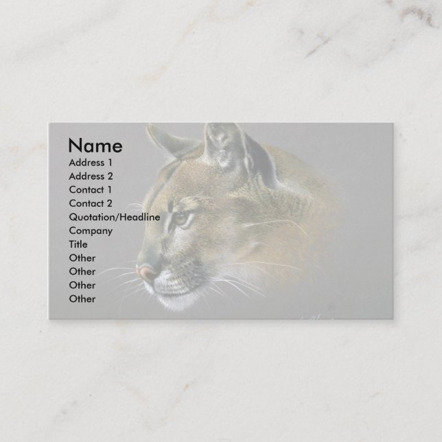 Carte De Visite Étude de puma (Devant)