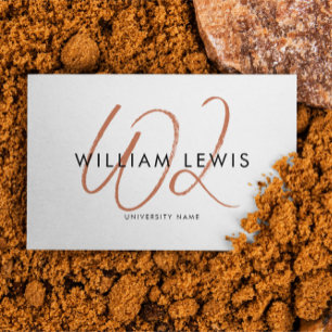 Carte De Visite Étudiant diplômé en Terracotta Script QR Code