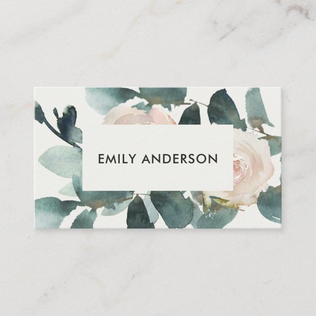 CARTE DE VISITE EUCALYPTUS BLUSH ROSE PINK FOLIER COULEUR D'EAU (Devant)