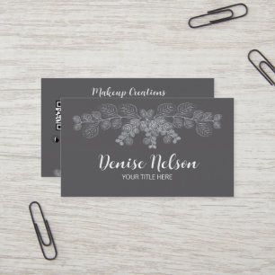 Carte De Visite Eucalyptus minimaliste ligne gris Art QR Code