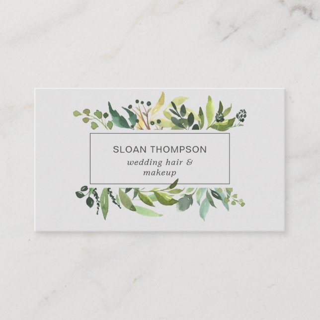 Carte De Visite Eucalyptus Vert Aquarelle Gris (Devant)