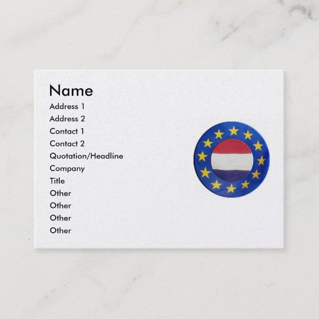 Carte de visite Euro Pays-Bas (Devant)
