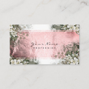 Carte De Visite Événement Floral Mint Vert Rose Rose Blanc Or