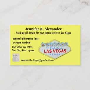 Carte De Visite Événements de planificateur de partie de Las Vegas