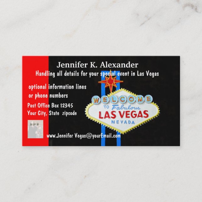 Carte De Visite Événements de planificateur de partie de Las Vegas (Devant)