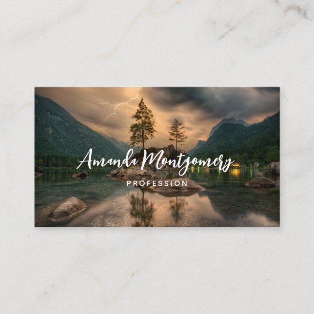 Carte De Visite Evening Mountain Lake Photographie (Devant)