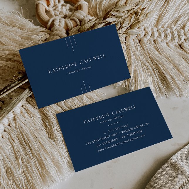 Carte De Visite EVERLY Classic Modern Art Deco Navy Blue (EVERLY Classic Modern Art Deco Navy Blue Business Card)