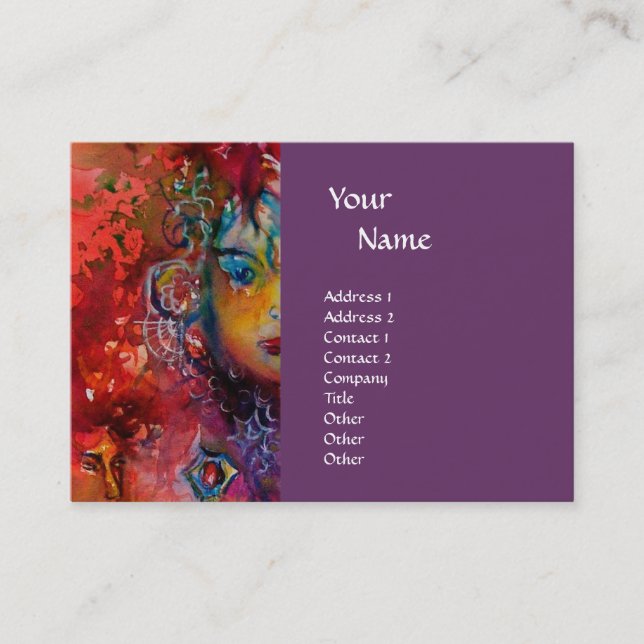 Carte De Visite EXCALIBUR monogramme violet fuchsia rouge rose ble (Devant)