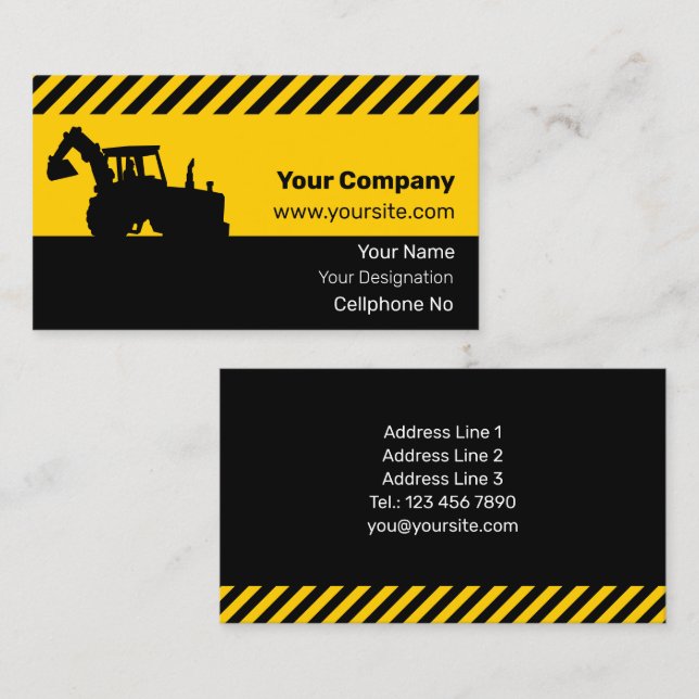 Carte De Visite Excavateur (Devant / Derrière)