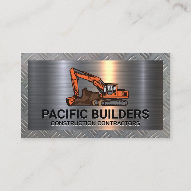 Carte De Visite excavateur | Acier en tôle métallique (Devant)