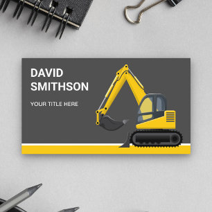 Carte De Visite Excavateur de bulldozer de construction gris foncé