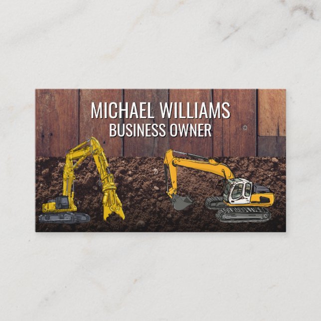 Carte De Visite Excavateur | Véhicules Earth Mover | Construction (Devant)