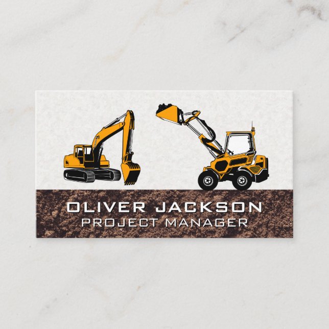 Carte De Visite Excavateurs | Construction Véhicules de machinerie (Devant)