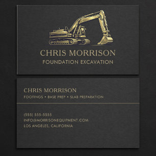 Carte De Visite Excavation de fondation Excavatrice Professionnel