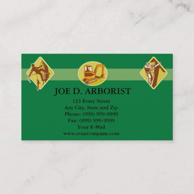 Carte De Visite Excavation de règlage d'arbre d'arboriste rétro (Devant)