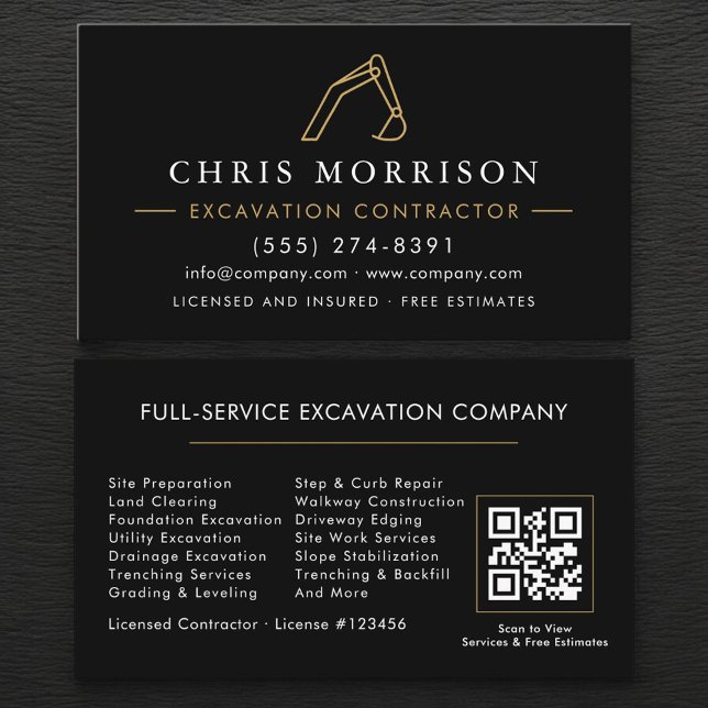 Carte De Visite Excavation Operator QR Code (Créateur téléchargé)