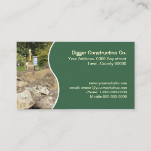 Carte De Visite Excavatrice jaune avec le panneau vert