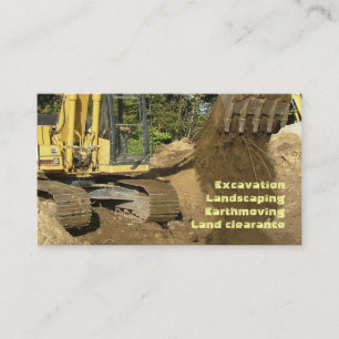 Carte De Visite Excavatrice jaune vidant le seau