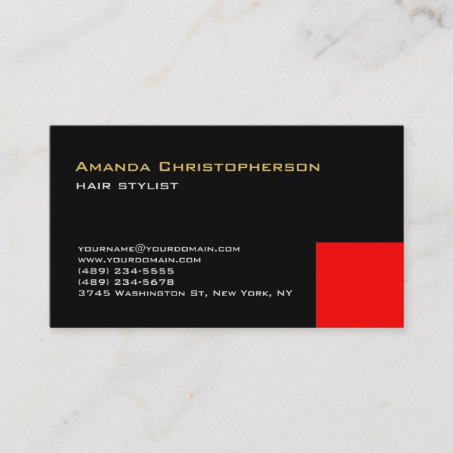 Carte De Visite Exclusive Black Red tendance Hair Stylist (Devant)