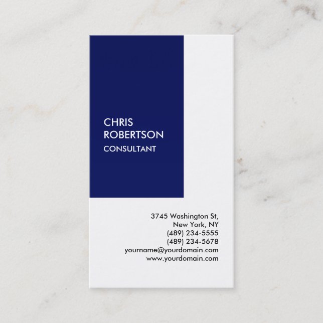 Carte De Visite Exclusive Spécial Bleu Blanc Privé Unique (Devant)