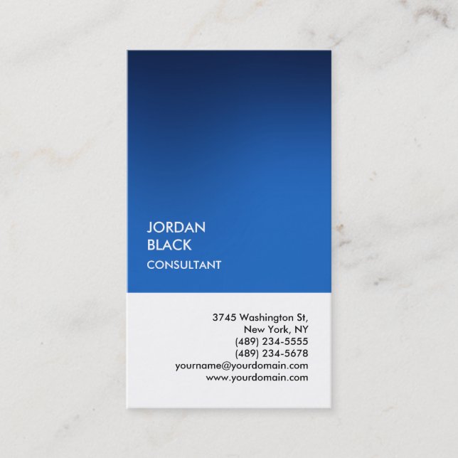 Carte De Visite Exclusive Spécial Bleu Blanc Unique Moderne (Devant)