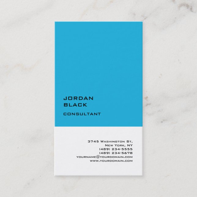 Carte De Visite Exclusive Spécial Bleu Blanc Unique Moderne (Devant)