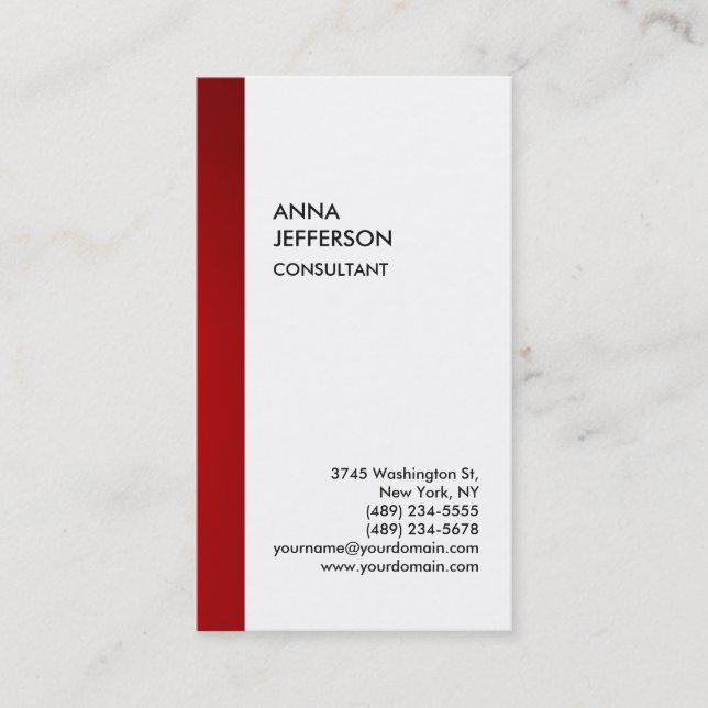 Carte De Visite Exclusive Spécial Rouge Blanc Unique Moderne (Devant)