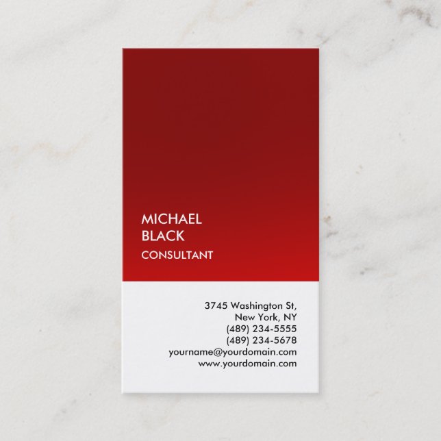 Carte De Visite Exclusive Spécial Rouge Blanc Unique Moderne (Devant)